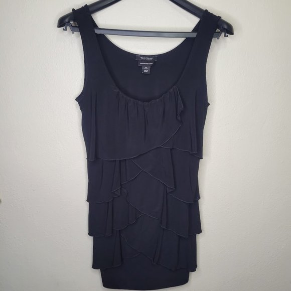 White House Black Market Signature Knits Ruffle Mini Dress, Size M - Picture 1 of 6